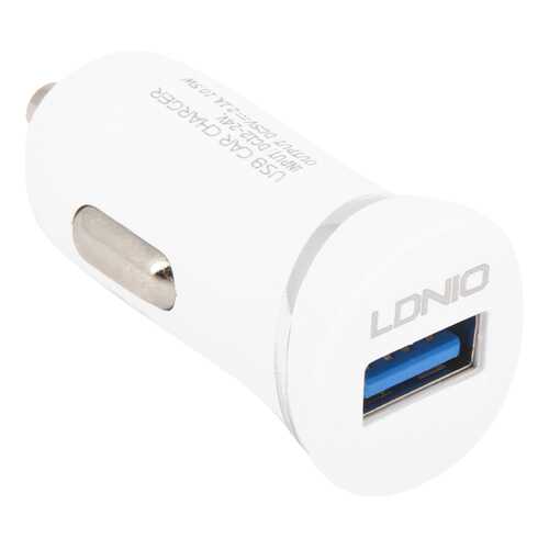 Автомобильное зарядное устройство LDNIO 1 USB выхода 2,1А + кабель Micro USB DL-C12 белое в Автодок