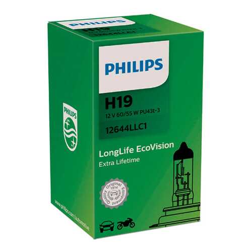 Лампа H19 12V 60/55W PU43t-3 C1 PHILIPS PHILIPS 12644LLC1 в Автодок