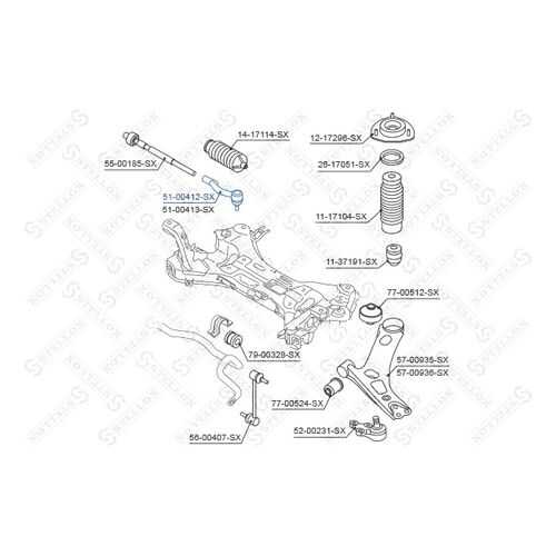 Наконечник поперечной рулевой тяги STELLOX 51-00412-SX в Автодок
