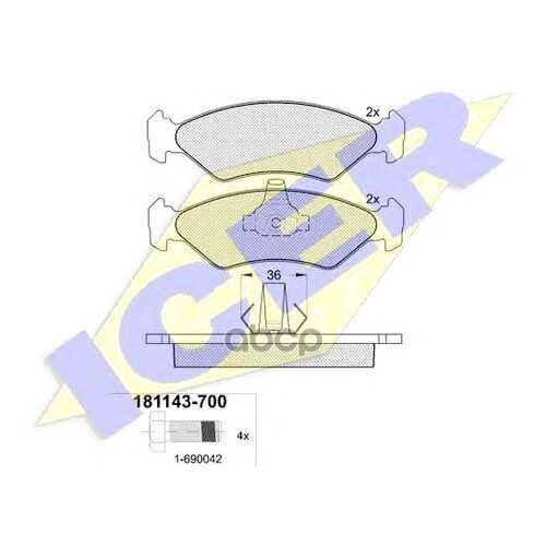 Комплект тормозных колодок ICER 181143700 в Автодок