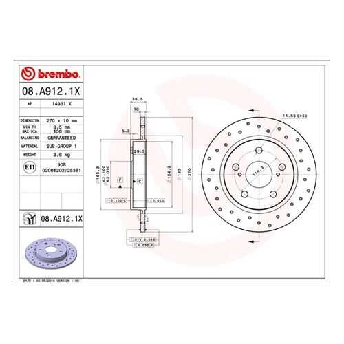 Тормозной диск brembo 08.A912.1X в Автодок