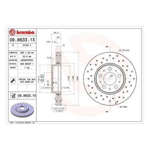 Тормозной диск brembo 09.8633.1X в Автодок