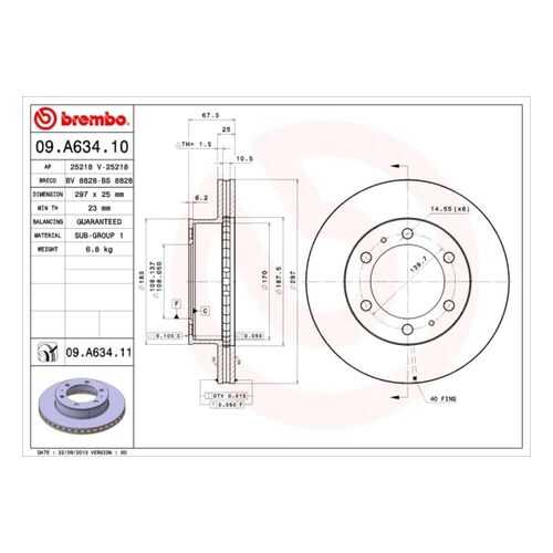 Тормозной диск brembo 09.A634.10 в Автодок