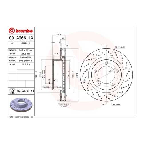 Тормозной диск brembo 09A9661X в Автодок