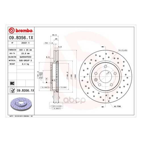 Тормозной диск brembo 09B3561X передний в Автодок