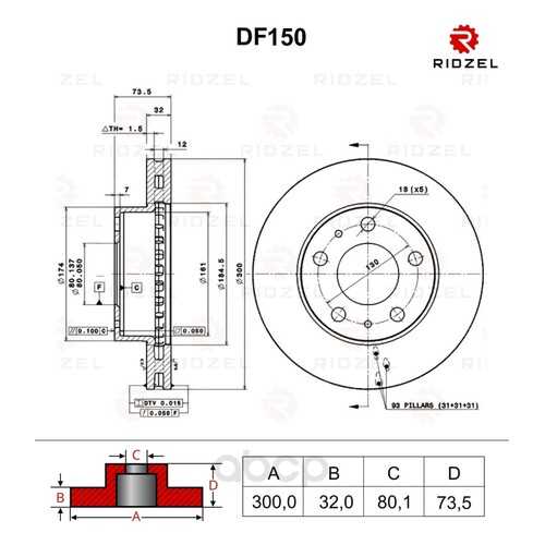 Тормозной диск RIDZEL DF150 передний в Автодок